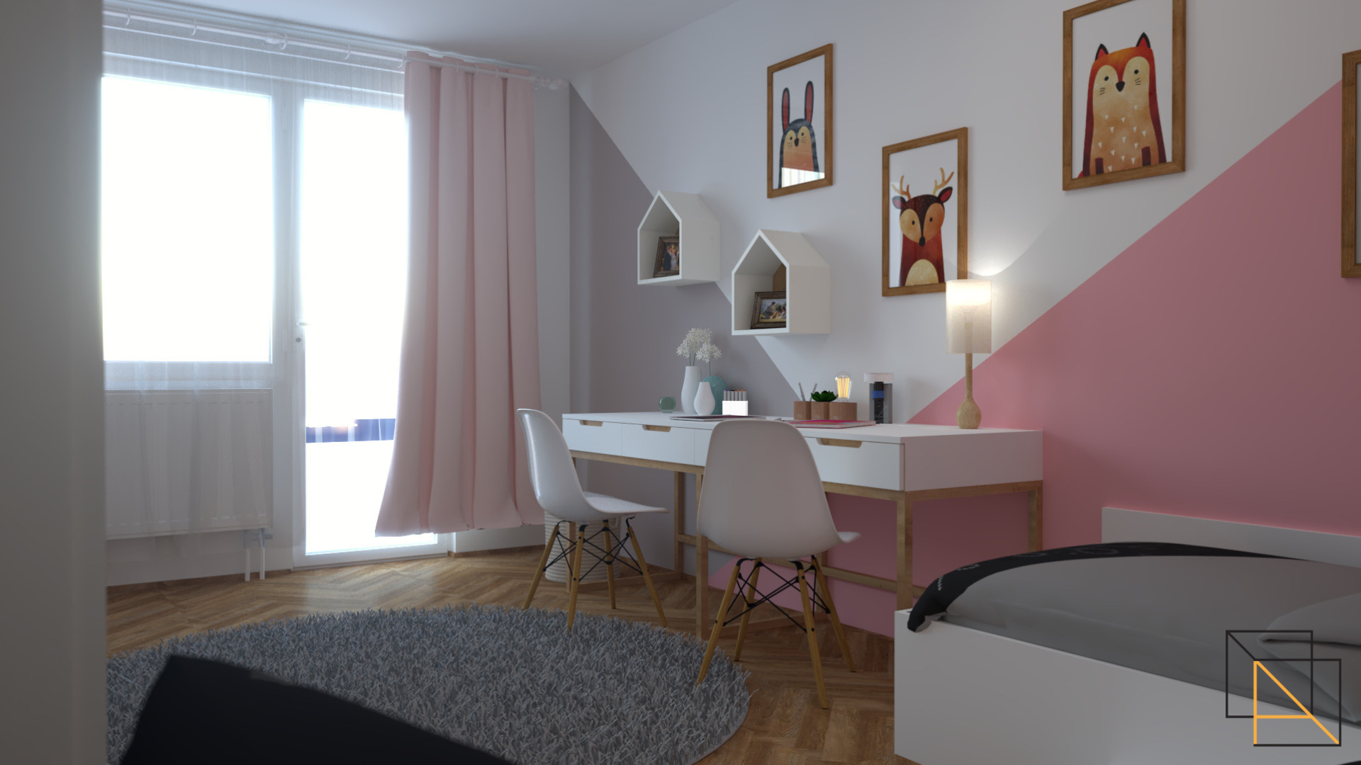anane_interior_design_pink_girl_bed_room_wild_animals